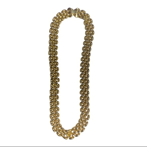 Vintage Statement Necklace Flat wide Collar Necklace links polish gold plated - Picture 6 of 10